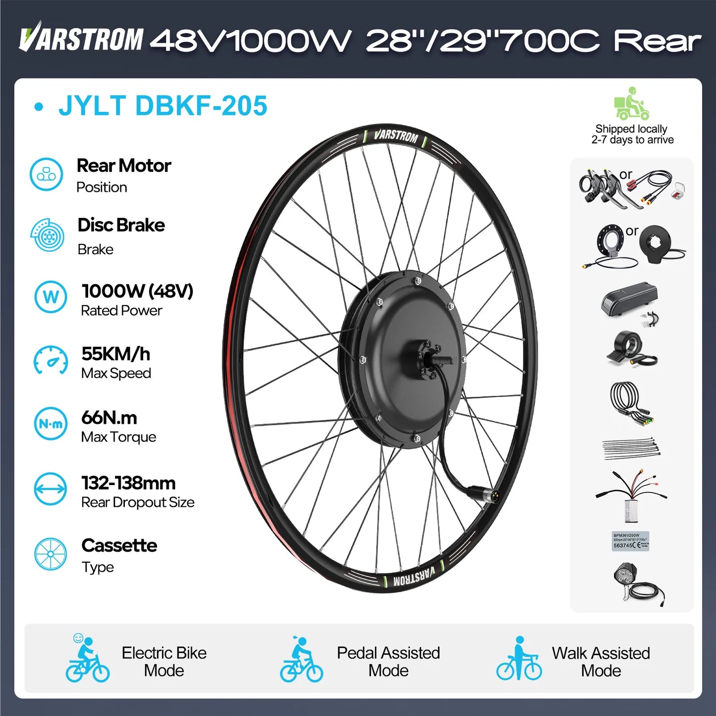 Electric Bike Conversion Kit – Rear Hub Motor (48V 500W–1000W)