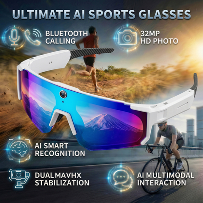Sport Camera Glasses for Cycling - 1080P HD Hands-Free POV Recording Sunglasses