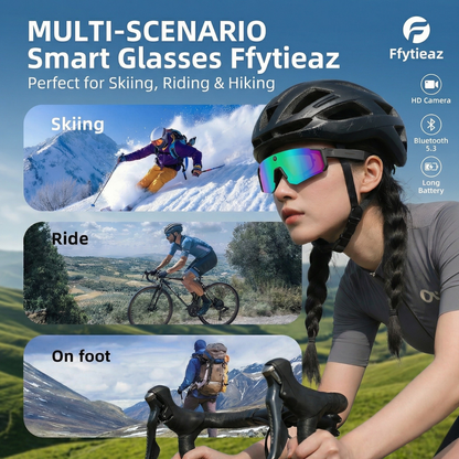 Sport Camera Glasses for Cycling - 1080P HD Hands-Free POV Recording Sunglasses