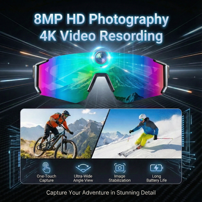Sport Camera Glasses for Cycling - 1080P HD Hands-Free POV Recording Sunglasses