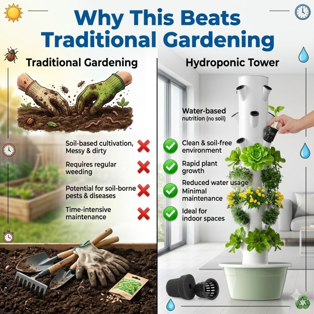 Hydroponic Tower Growing System for Home – Indoor Vertical Garden (28 Plants)