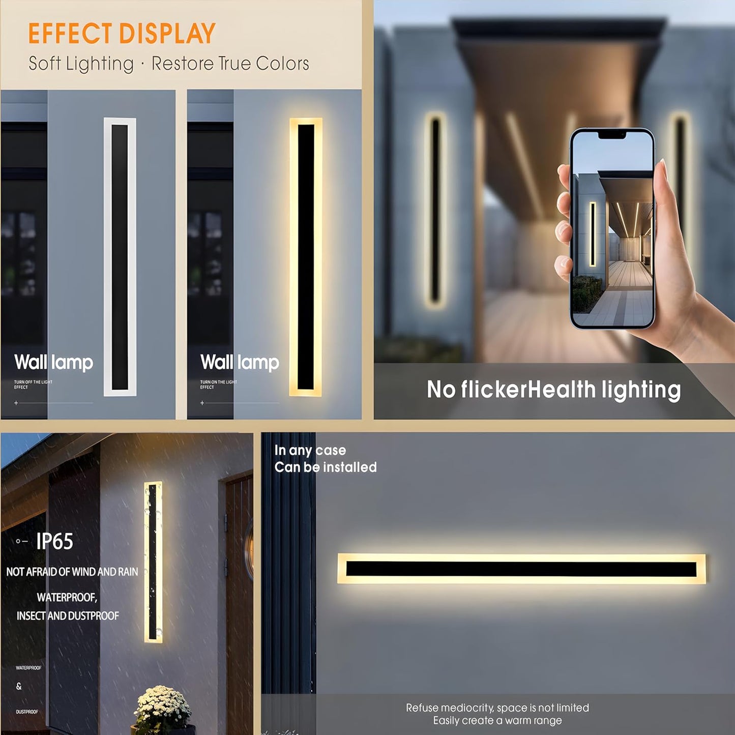 Modern Long Outdoor LED Wall Light for Patios, Entrances & Architectural Homes
