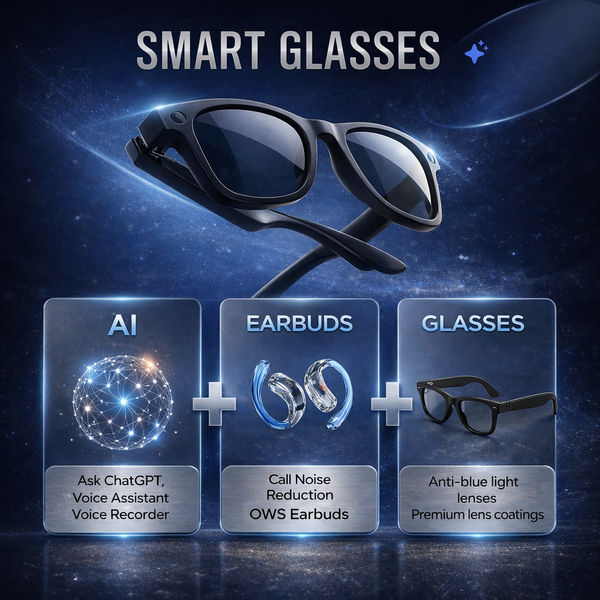Smart Glasses with HD Camera & Audio — Capture Moments Hands-Free