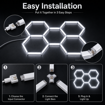 5 Grid Hexagon Garage Lights 6500K White LED Ceiling Kit
