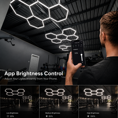 5 Grid Hexagon Garage Lights 6500K White LED Ceiling Kit