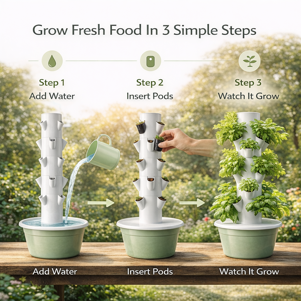 Hydroponic Tower Growing System for Home – Indoor Vertical Garden (28 Plants)