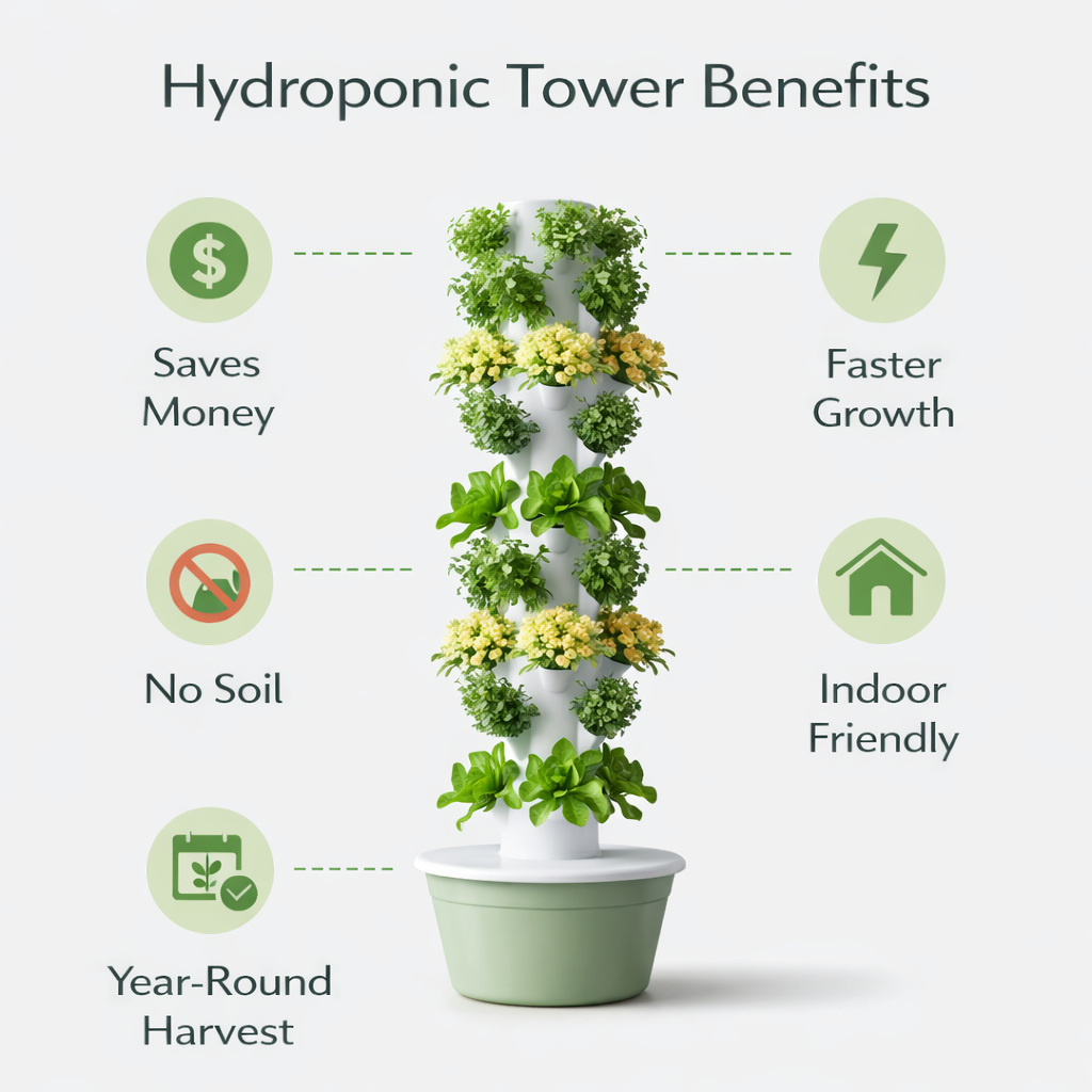 Hydroponic Tower Growing System for Home – Indoor Vertical Garden (28 Plants)