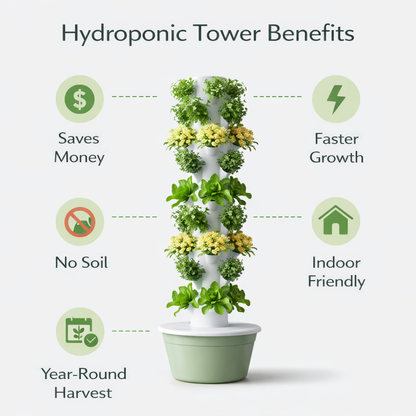 Hydroponic Tower Growing System for Home – Indoor Vertical Garden (28 Plants)