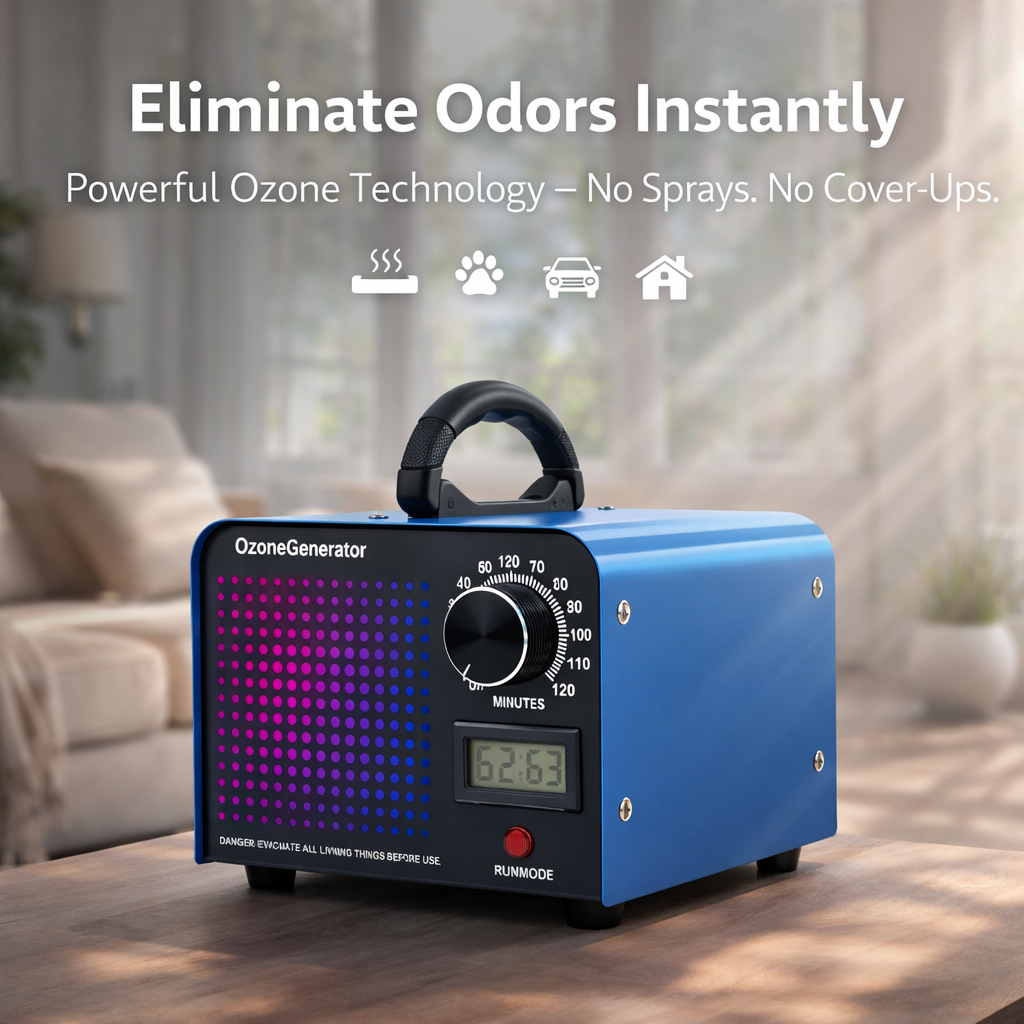Ozone Generator for Odor Removal – High Capacity 60,000mg/h (Home, Car, Smoke & Pet Smell)