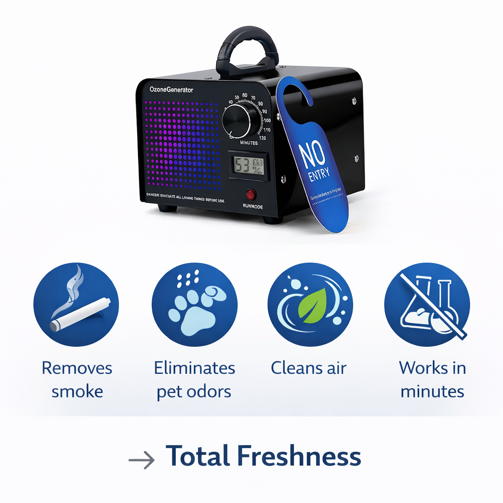 Ozone Generator for Odor Removal – High Capacity 60,000mg/h (Home, Car, Smoke & Pet Smell)