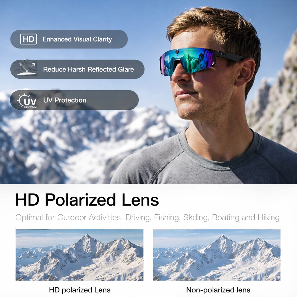 Sport Camera Glasses for Cycling - 1080P HD Hands-Free POV Recording Sunglasses