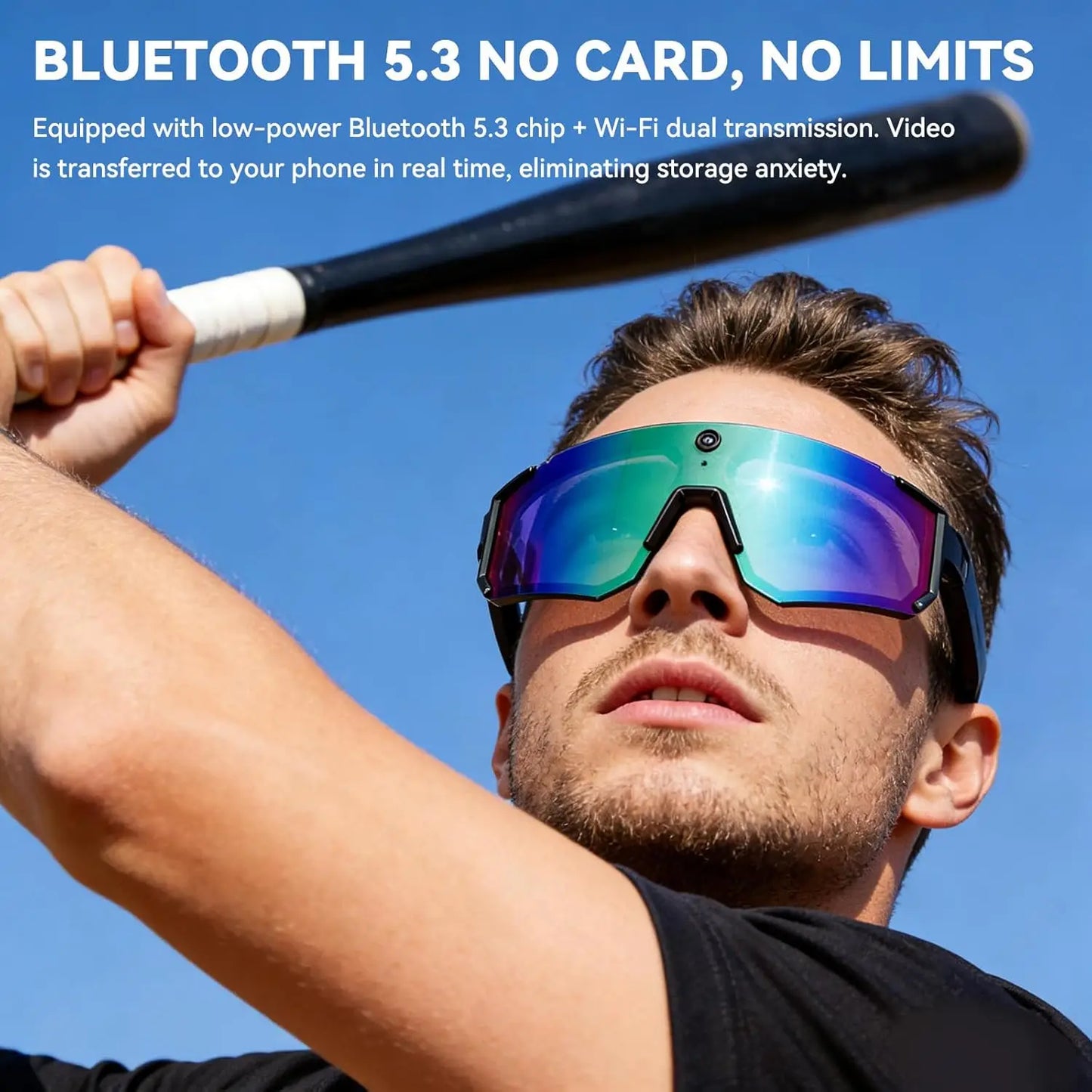 Sport Camera Glasses for Cycling - 1080P HD Hands-Free POV Recording Sunglasses