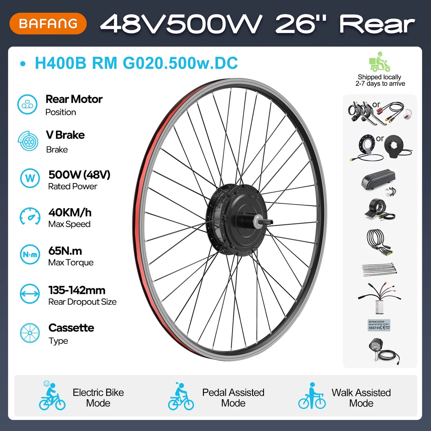 Electric Bike Conversion Kit – Rear Hub Motor (48V 500W–1000W)