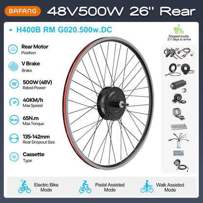 Electric Bike Conversion Kit – Rear Hub Motor (48V 500W–1000W)