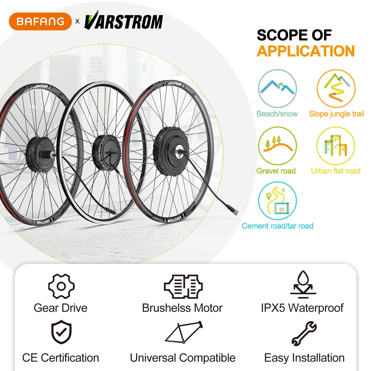 Electric Bike Conversion Kit – Rear Hub Motor (48V 500W–1000W)
