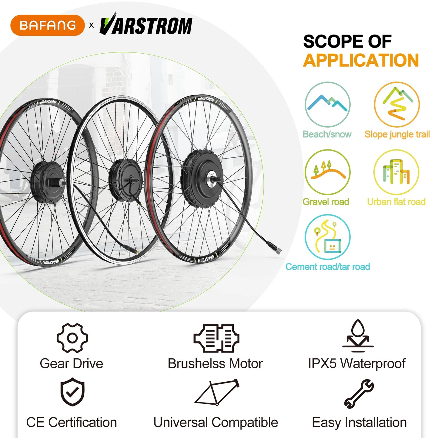 Electric Bike Conversion Kit – Rear Hub Motor (48V 500W–1000W)