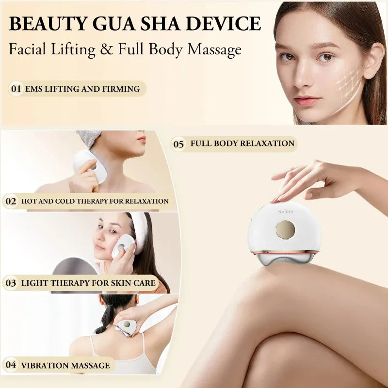 N Electric Guasha Massager EMS Face Lifting Anti-aging Remove Edema Firming Skin Clod Heat Scraping Skincare Beauty Device