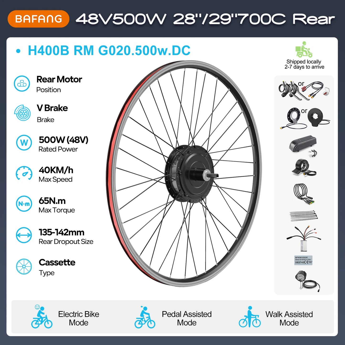 Electric Bike Conversion Kit – Rear Hub Motor (48V 500W–1000W)
