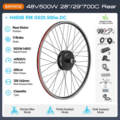 Electric Bike Conversion Kit – Rear Hub Motor (48V 500W–1000W)