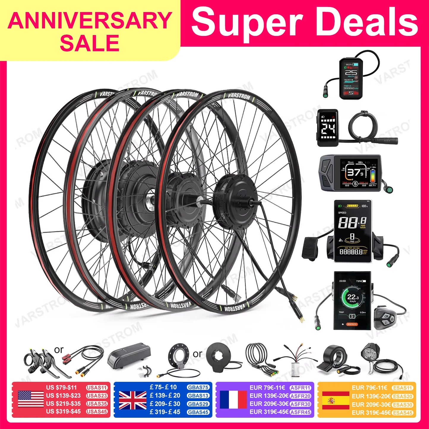 Electric Bike Conversion Kit – Rear Hub Motor (48V 500W–1000W)
