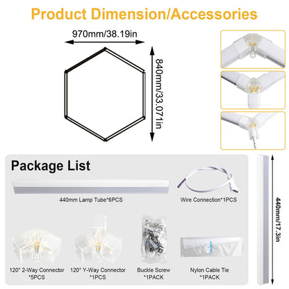 Garage honeycomb hexagonal LED white light super bright 6500K color temperature installed on the ceiling, suitable for garages
