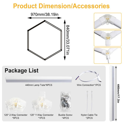 Garage honeycomb hexagonal LED white light super bright 6500K color temperature installed on the ceiling, suitable for garages