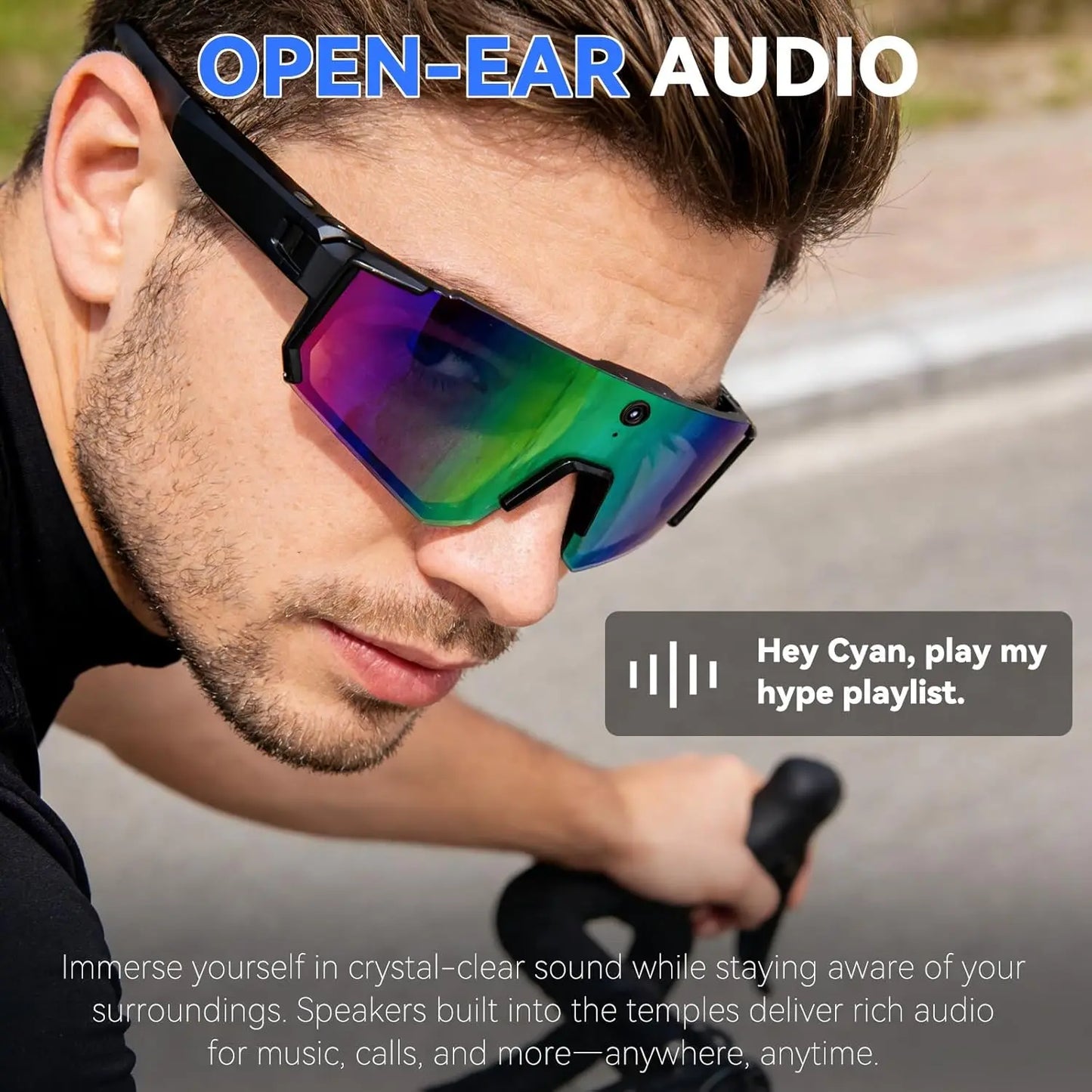 Sport Camera Glasses for Cycling - 1080P HD Hands-Free POV Recording Sunglasses