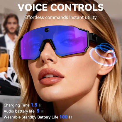 Sport Camera Glasses for Cycling - 1080P HD Hands-Free POV Recording Sunglasses