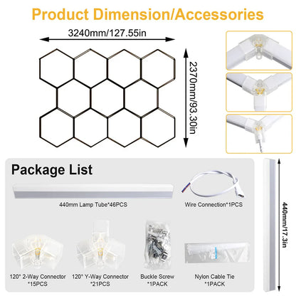 Garage honeycomb hexagonal LED white light super bright 6500K color temperature installed on the ceiling, suitable for garages