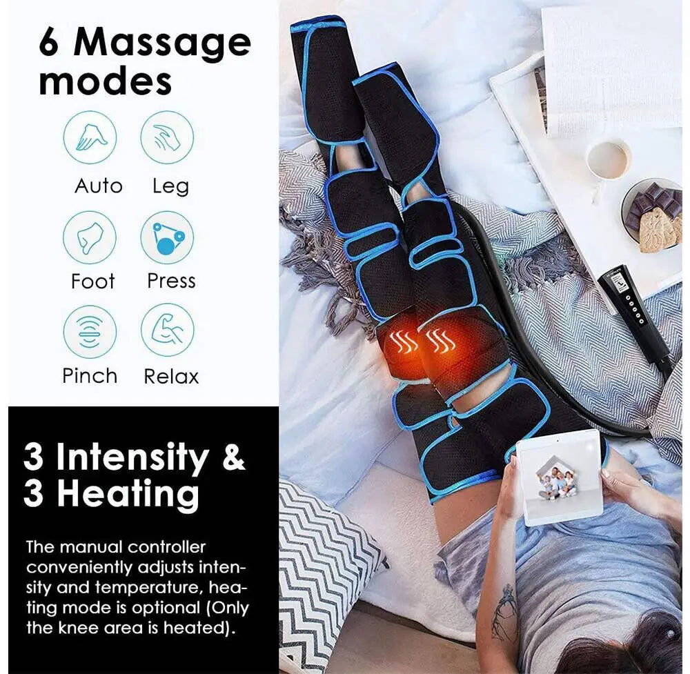 Electric Leg Muscle Relaxer 6 modes Air Compression Recovery Boot lymph Release Relieve Foot Fatigue Heating Leg Massager