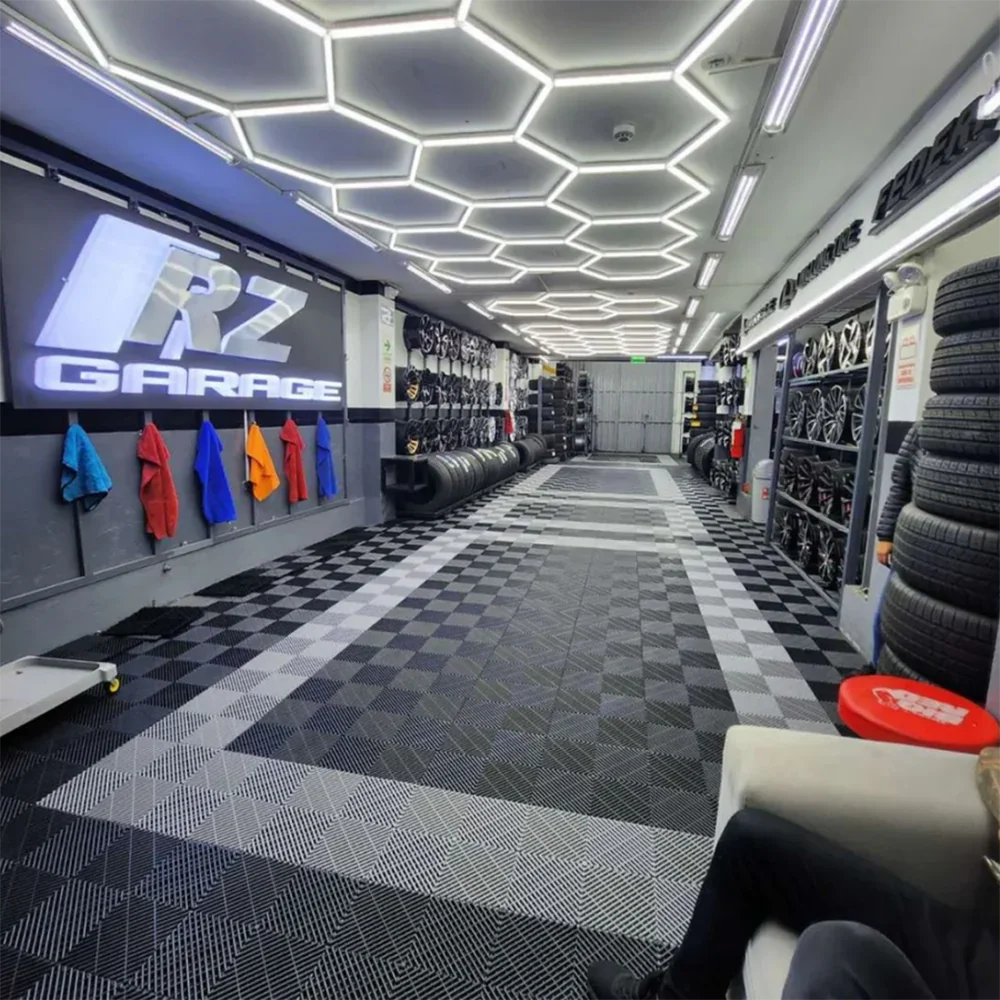8 Grid Hexagon Garage Lights 6500K White LED Ceiling Kit