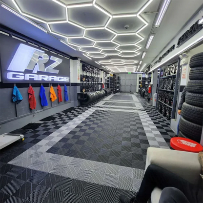 8 Grid Hexagon Garage Lights 6500K White LED Ceiling Kit